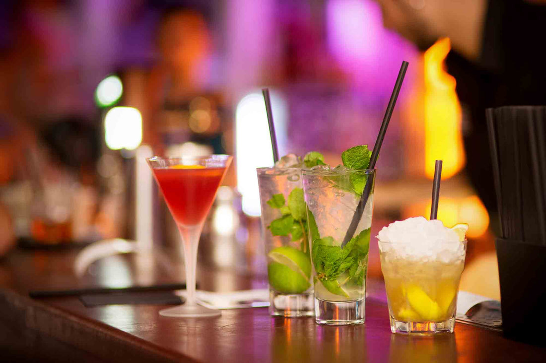 Non-alcoholic drinks at a bar